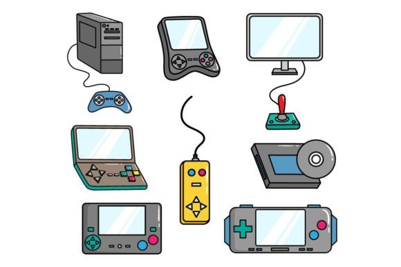 Enhancing Digital Projects with a Set of Gamepad or Gaming Console Vector Assets